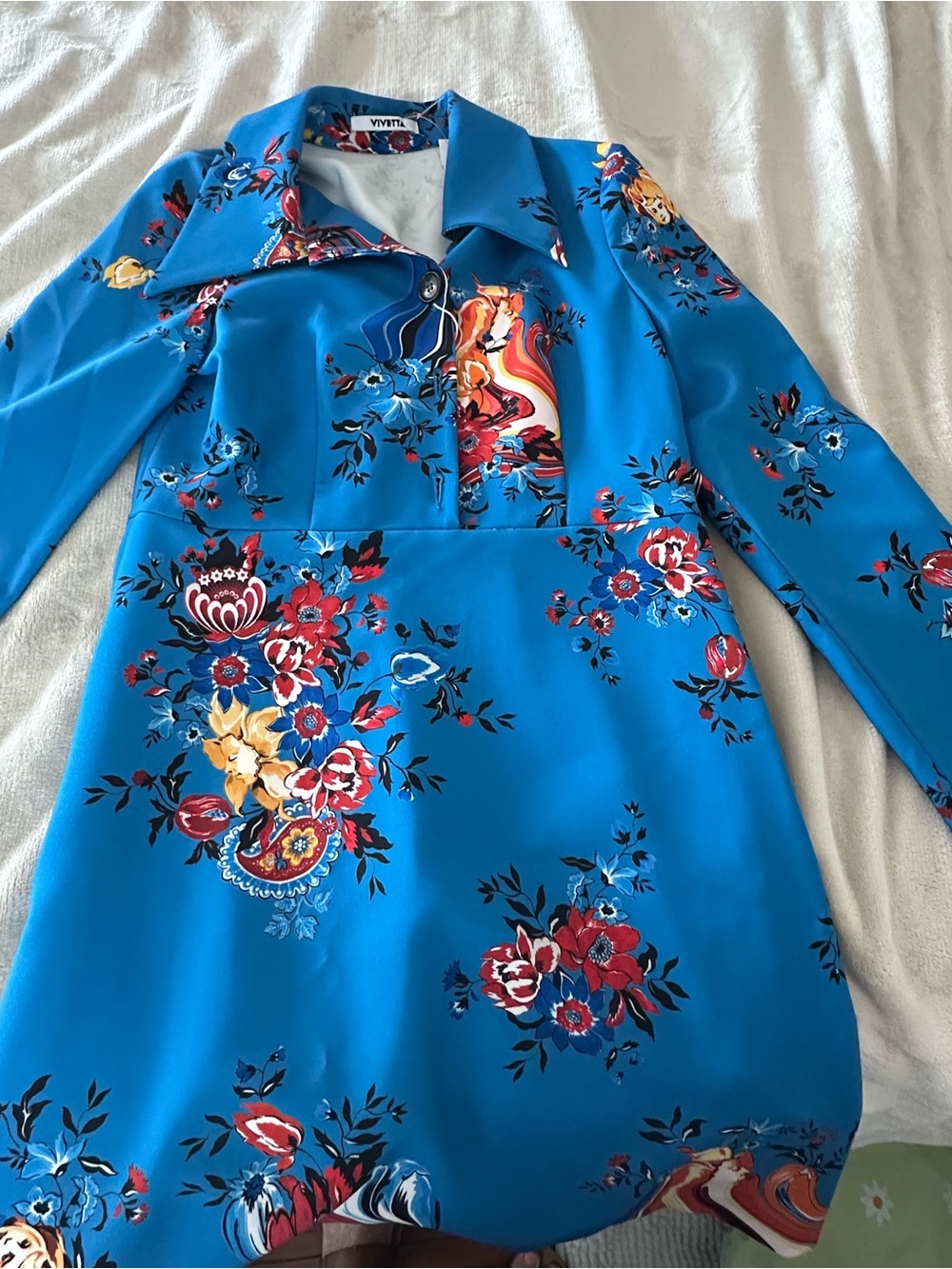 Vivetta Turquoise Blue Floral Print Button Jacket